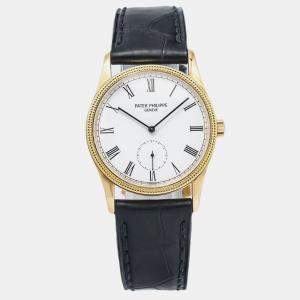 Patek Philippe White Yellow Gold Calatrava 3796J Manual Winding Women's Wristwatch 31mm