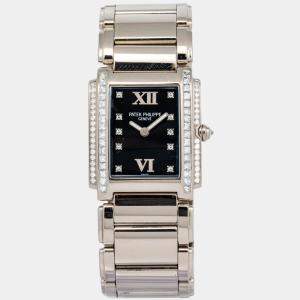 Patek Philippe Twenty-4 4910/20 Quartz Black Diamond Stainless Steel Women's Wristwatch 25 mm