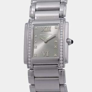 Pre Owned Patek Philippe Twenty-4 4910/10A-010 Quartz Gray Stainless Steel Women’s Wristwatch 25 mm