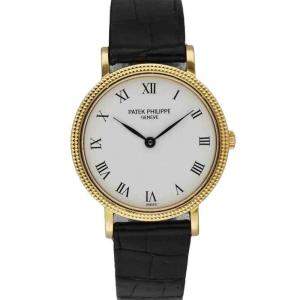 Patek Philippe White 18K Yellow Gold Calatrava 4819 Women's Wristwatch 25 MM