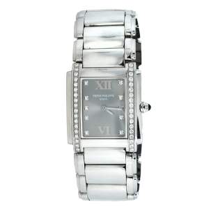 Patek Philippe Grey Stainless Steel Diamond Twenty-4 4910/10A-010 Women's Wristwatch 25 mm