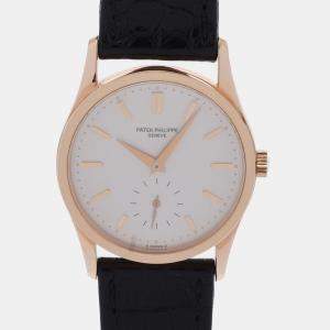 Patek Philippe Silver 18k Rose Gold Calatrava 3796R-014 Manual Winding Women's Wristwatch 30 mm