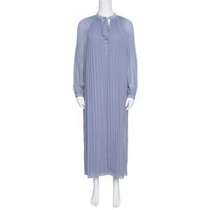 Paul and Joe Elegante Grey Plisse Crepe Tie Detail Midi Dress M