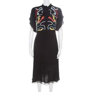 Paul and Joe Black Embellished Silk Grabel Dress S