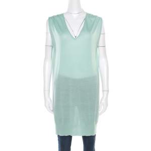 Paul and Joe Mint Green Cashmere and Silk Knit V-Neck Sleeveless Tunic M