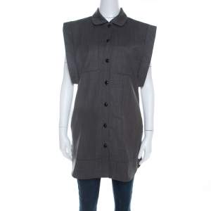 Paul and Joe Vintage Dark Grey Wool Dropped Armhole Buttoned Tunic S