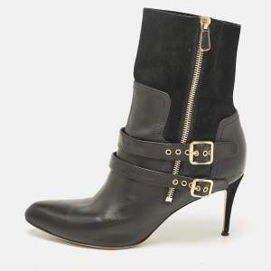 Paul Andrew Black Leather and Suede Ankle Length Boots Size 39.5