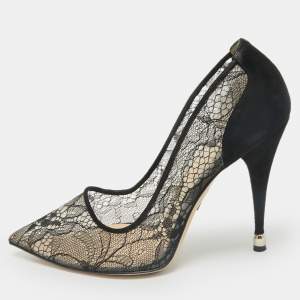 Paul Andrew Black Lace and Suede Sidai Pumps Size 38