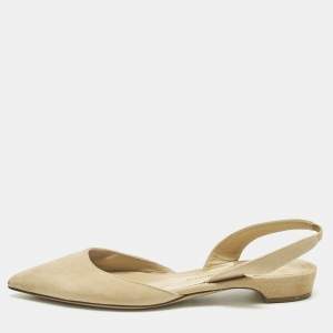Pre Owned Paul Andrew Beige Suede Rhea Slingback Ballet Flats Size 36