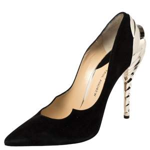 Paul Andrew Black Suede Chrysler Zenadia Pumps Size 38.5