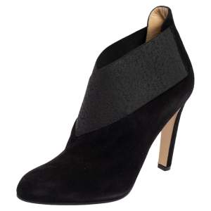 Paul Andrew Black Suede and Elastic Ankle Booties Size 39