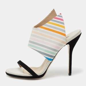 مملوكة مسبقًا Paul Andrew Multicolor Suede and Canvas Wing Vamp Slide Sandals Size 41