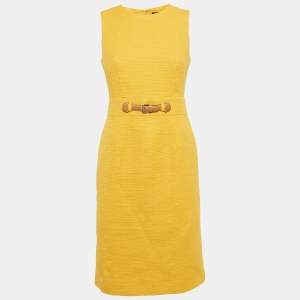 Paule Ka Yellow Cotton Sleeveless Midi Dress M