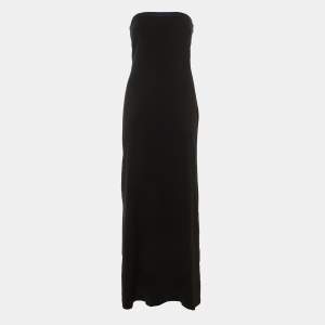 Pre Owned Paule Ka Black /Navy Blue Crepe Bow Detail Strapless Maxi Dress M