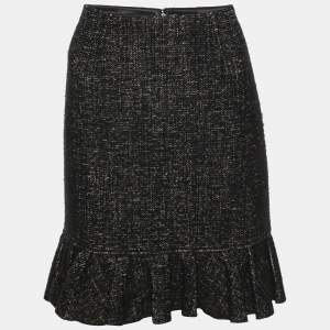 Pre Owned Paule Ka Grey Tweed Flared Mini Skirt S
