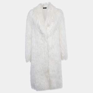 مملوكة مسبقًا Paule Ka White Fur Open Front Coat M