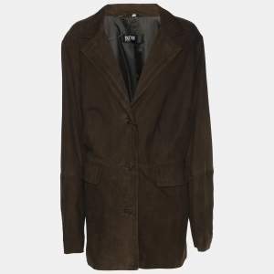 Pre Owned N.O.W by Persona Moss Green Suede Single Breasted Jacket XL