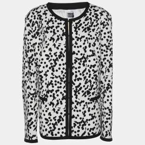 Pre Owned Perte by Krizia White/Black Ottoman Spot Print Shirt Jacket L