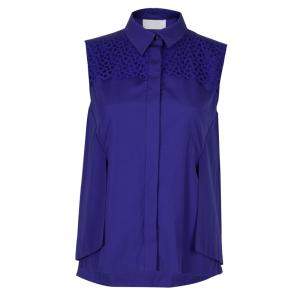 Peter Pilotto Blue Broderie Anglaise Sleeveless Shirt M