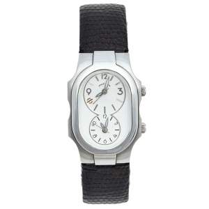 Philip Stein White Stainless Steel Leather Teslar Women's Wristwatch 27 mm