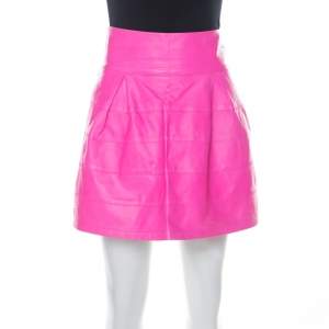 Philipp Plein Neon Pink Lamb Skin Mini Skirt M