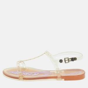 Pre Owned Philipp Plein Transparent Jelly Slingback Flats Size 38