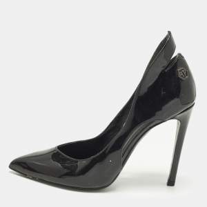 مملوكة مسبقًا Philipp Plein Size 36 Black Patent Leather Cut Out Pointed Toe Pumps