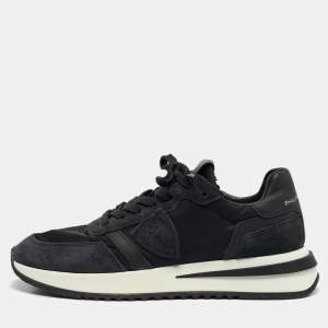Philippe Model Black Leather and Nylon Lace Up Sneakers Size 36