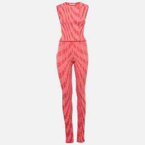Philosophy Di Lorenzo Serafini Pink Patterned Rib Knit Flared Pants and Top Set M