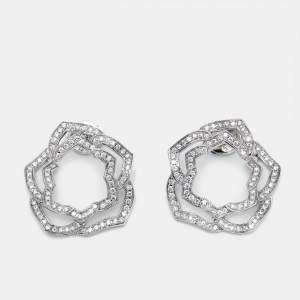 Piaget Rose Diamonds 18k White Gold Hoop Earrings
