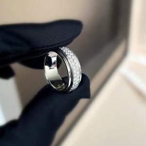 Piaget 18K White Gold Full Diamond Revolving Ring EU 56