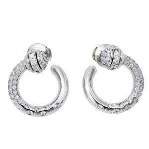 Piaget Possession Diamond 18K White Gold Open Hoop Earrings