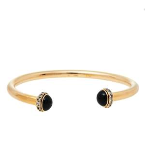 Piaget Possession Diamond Onyx 18k Rose Gold Cuff Bracelet 15