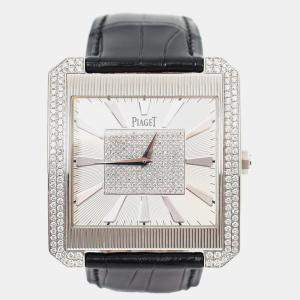 مملوكة مسبقًا Piaget Black Tie Manual Winding Silver 18K White Gold Women's Wristwatch 42 mm