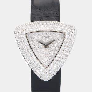 مملوكة مسبقًا Piaget Limelight P10318 Quartz White 18k White Gold Women's Wristwatch 28.5 mm