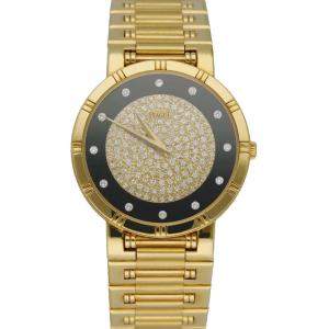Piaget Black Onyx Diamonds 18K Yellow Gold Dancer 84023 Women's Wristwatch 31 MM