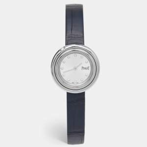 ساعة يد نسائية بياجيه بوسيشن GOA43080 جلد تمساح ستانلس ستيل ألماس فضية 29 مم
