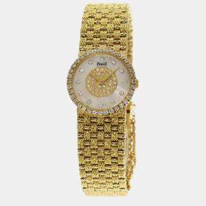 Piaget White Shell 18K Yellow Gold Tradition 9706D23 Manual Winding Women's Wristwatch 24 mm