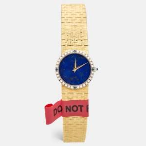 Piaget Lapiz Diamonds Sapphire 18K Yellow Gold Vintage Cocktail 9706 Women's Wristwatch 24 mm