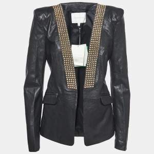 Pierre Balmain Leather Studded Open Jacket L