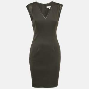 مملوكة مسبقًا Pierre Balmain Black Jersey and Mesh V-Neck Bodycon Dress M