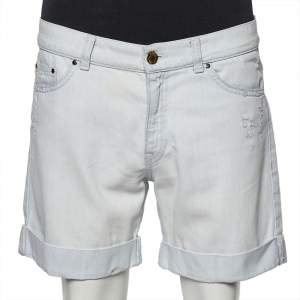 Pierre Balmain Light Blue Denim Distressed Shorts M