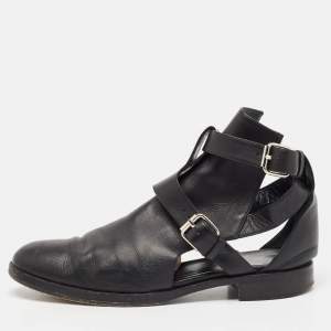 PIERRE HARDY Black Leather Double Strap Cutout Ankle Boots Size 40