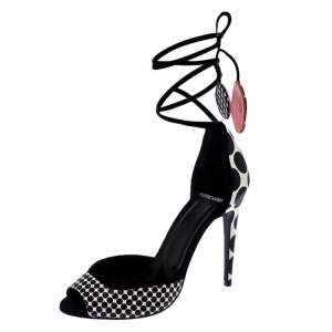  Pierre Hardy Black/White Leather Lola Dot D' Orsay Ankle Wrap Sandals Size 38