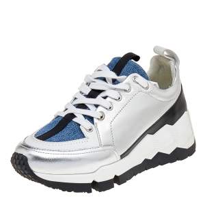 Pierre Hardy Multicolor Leather And Denim Lace Up Sneakers Size 38