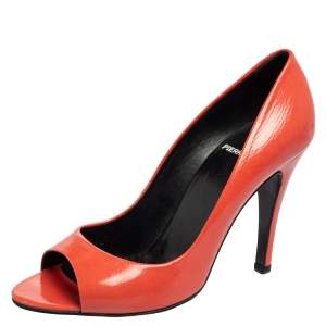 Pierre Hardy Coral Pink Patent Leather Peep-Toe Pumps Size 36.5