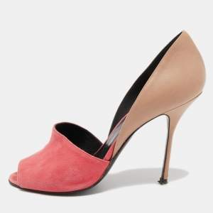 Pierre Hardy Beige/Pink Leather and Suede Pumps Size 37