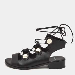Pierre Hardy Black Leather Gladiator Sandals Size 39