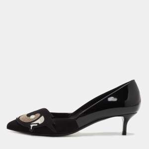 Pierre Hardy Black Patent Leather and Suede Oh Roy Eye Pumps Size 39