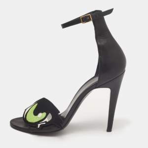 Pierre Hardy Black Leather Eye Detail Ankle Strap Sandals Size 38